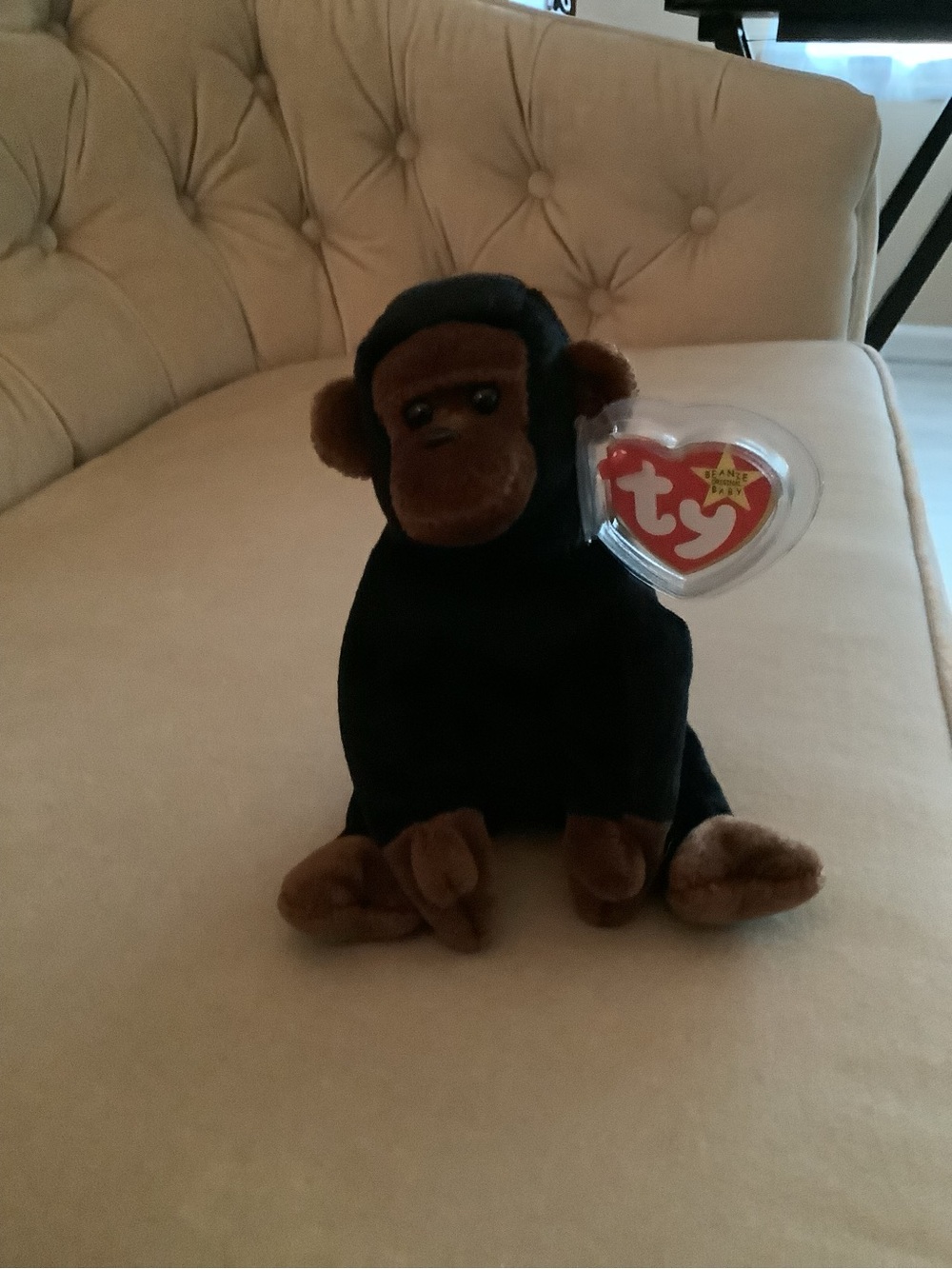 TY Beanie Baby Plush Monkey - Black and Brown - Congo